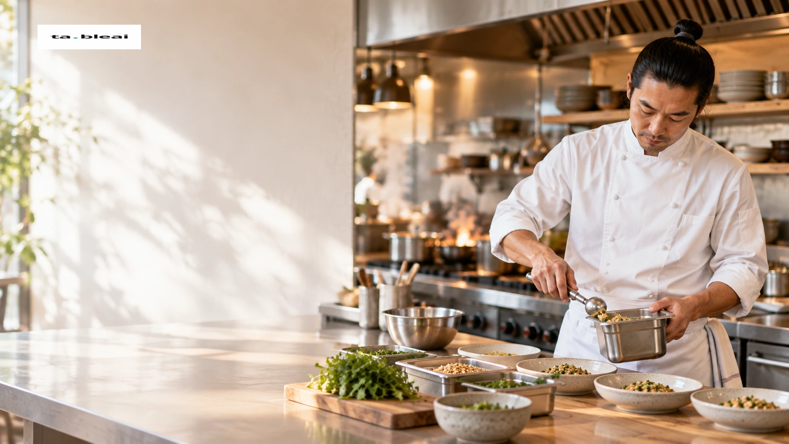 Chef portioning a standard recipe