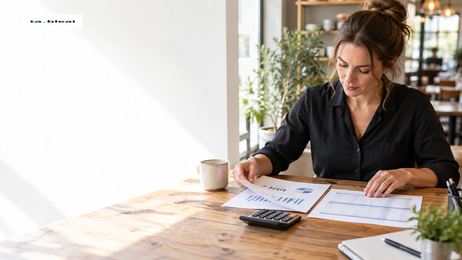 Sales record beside a staff-hours sheet