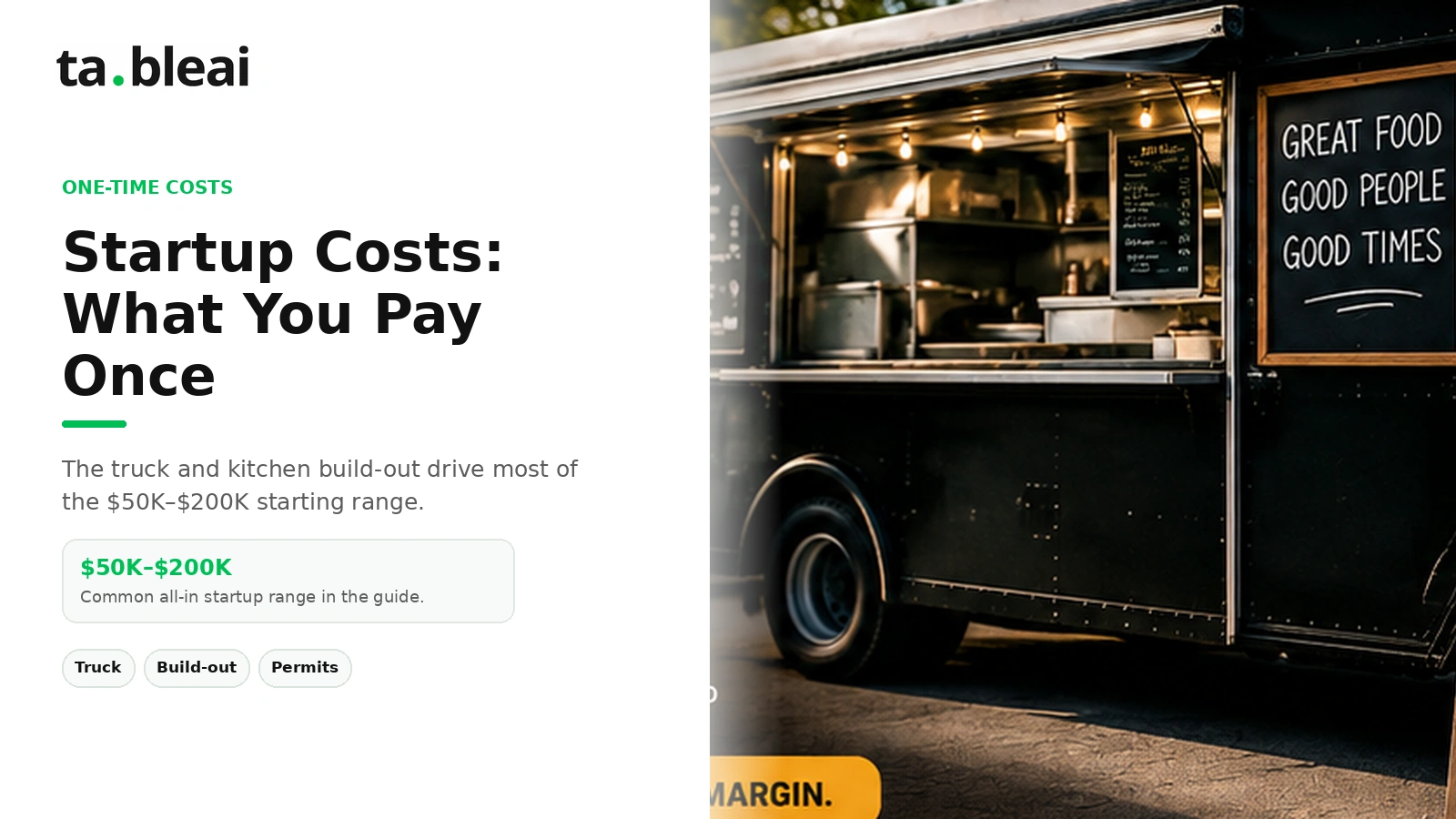 Plan the truck, equipment, and other startup expenses separately