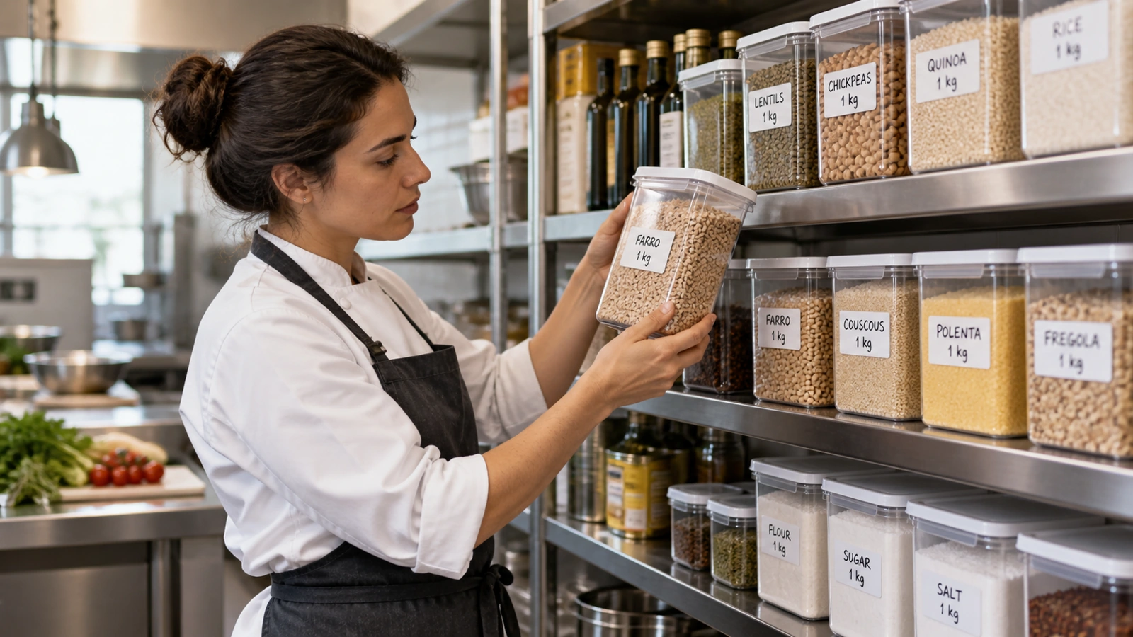 Chef checking consistent ingredient units
